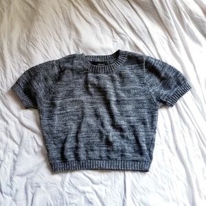 cropped gray short sleeved sweater